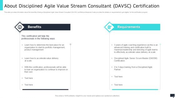 Pmi Agile Scrum Master Certification It About Disciplined Agile Value Stream Consultant Davsc Certification Infographics PDF