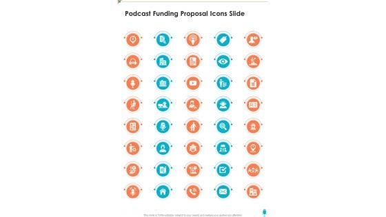 Podcast Funding Proposal Icons Slide One Pager Sample Example Document Podcast Funding Proposal Icons Slide One Pager Sample Example Document