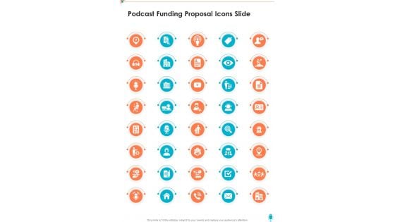 Podcast Funding Proposal Icons Slide One Pager Sample Example Document