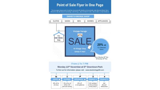 Point Of Sale Flyer In One Page PDF Document PPT Template