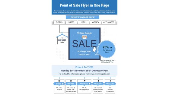 Point Of Sale Flyer In One Page PDF Document PPT Template