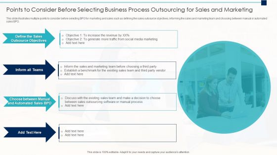 Points To Consider Before Selecting Business Process Outsourcing For Sales And Marketing Formats PDF