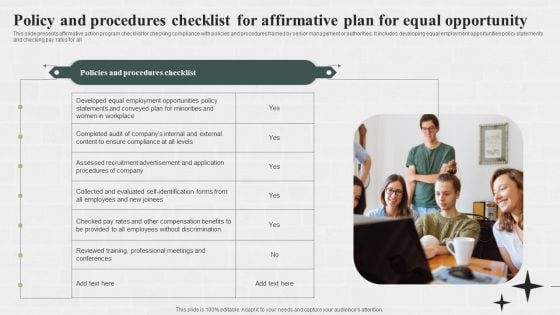 Policy And Procedures Checklist For Affirmative Plan For Equal Opportunity Introduction PDF