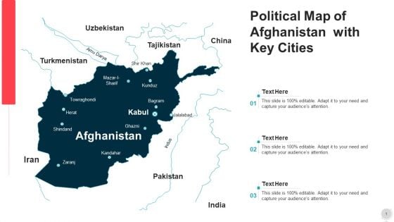 Political Map Of Afghanistan With Key Cities Ppt PowerPoint Presentation Gallery Portrait PDF