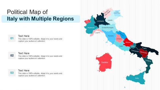 Political Map Of Italy With Multiple Regions Ppt PowerPoint Presentation Gallery Grid PDF