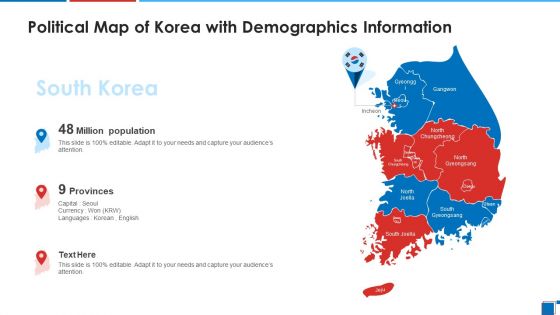 Political Map Of Korea With Demographics Information Template PDF