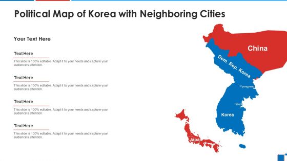 Political Map Of Korea With Neighboring Cities Infographics PDF