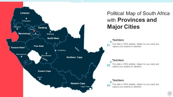 Political Map Of South Africa With Provinces And Major Cities Ppt PowerPoint Presentation File Show PDF