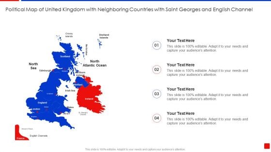 Political Map Of United Kingdom With Neighboring Countries With Saint Georges And English Channel Portrait PDF