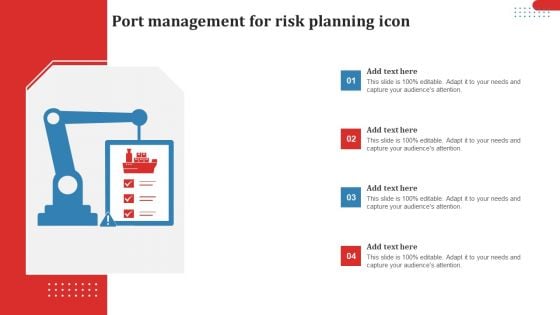 Port Management For Risk Planning Icon Ppt Slides Styles PDF