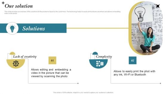 Portable Printing Company Capital Raising Deck Our Solution Diagrams PDF