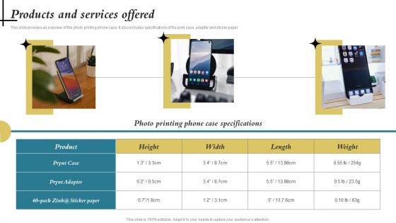 Portable Printing Company Capital Raising Deck Products And Services Offered Introduction PDF Portable Printing Company Capital Raising Deck Products And Services Offered Introduction PDF