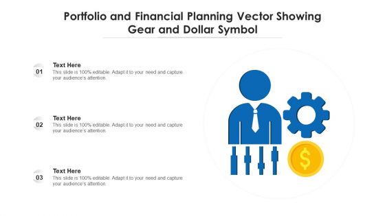 Portfolio And Financial Planning Vector Showing Gear And Dollar Symbol Ppt PowerPoint Presentation File Background PDF