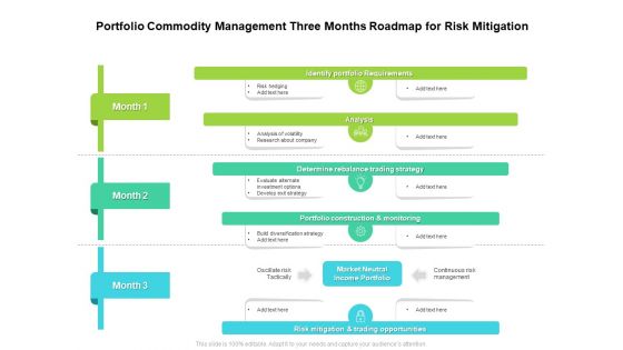 Portfolio Commodity Management Three Months Roadmap For Risk Mitigation Mockup