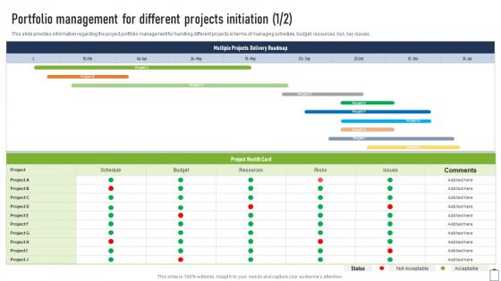 Portfolio Management For Different Projects Initiation Project Managers Playbook Graphics PDF