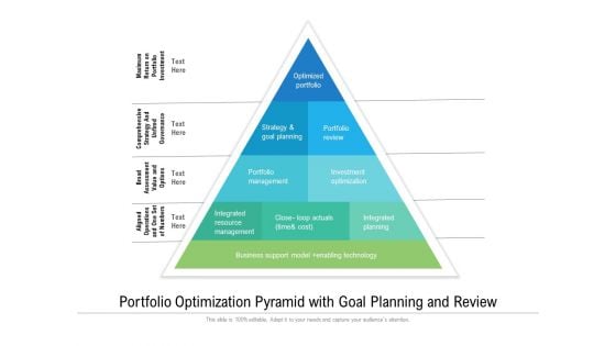 Portfolio Optimization Pyramid With Goal Planning And Review Ppt PowerPoint Presentation File Professional PDF