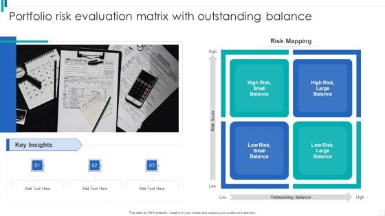 Portfolio Risk Evaluation Matrix With Outstanding Balance Themes PDF