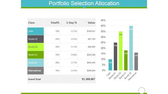 Portfolio Selection Allocation Template 1 Ppt PowerPoint Presentation Show Guidelines