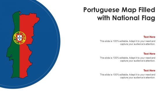 Portuguese Map Filled With National Flag Professional PDF