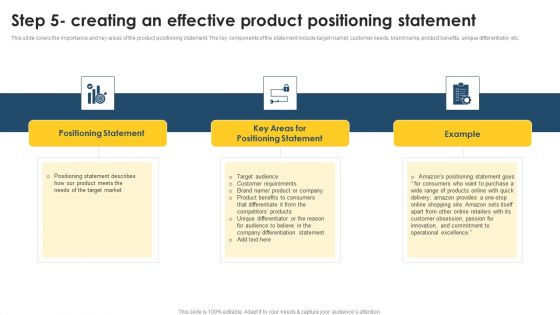 Positioning Techniques To Improve Step 5 Creating An Effective Product Positioning Statement Slides PDF