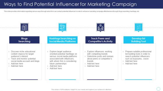 Positive Marketing For Corporate Reputation Ways To Find Potential Influencer Microsoft PDF