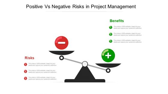 Positive Vs Negative Risks In Project Management Ppt PowerPoint Presentation File Visuals PDF