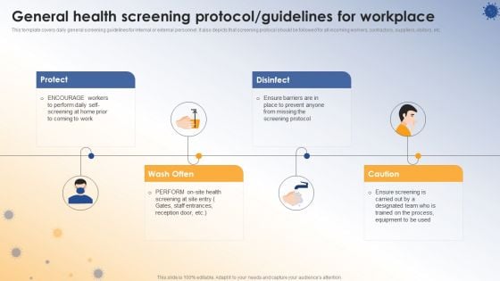 Post COVID Organizational Planning Model General Health Screening Protocol Guidelines For Workplace Information PDF