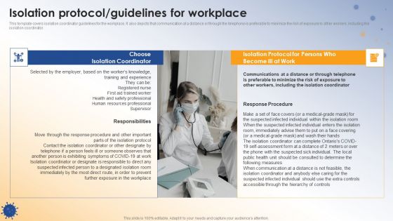 Post COVID Organizational Planning Model Isolation Protocol Guidelines For Workplace Infographics PDF