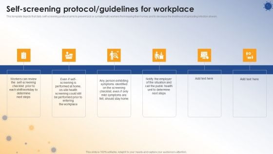 Post COVID Organizational Planning Model Self Screening Protocol Guidelines For Workplace Pictures PDF