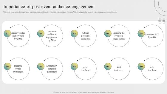 Post Event Activities Importance Of Post Event Audience Engagement Designs PDF
