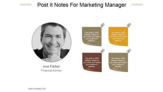 Post It Notes For Marketing Manager Ppt PowerPoint Presentation Graphics