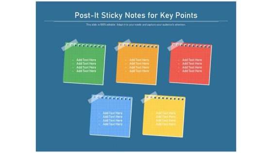 Post It Sticky Notes For Key Points Ppt PowerPoint Presentation File Design Ideas PDF