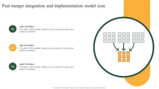Post Merger Integration And Implementation Model Icon Themes PDF