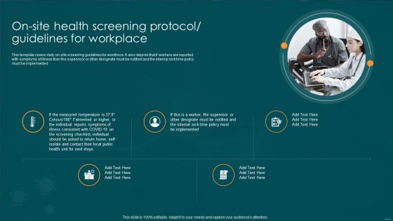 Post Pandemic Business On Site Health Screening Protocol Guidelines For Workplace Elements PDF