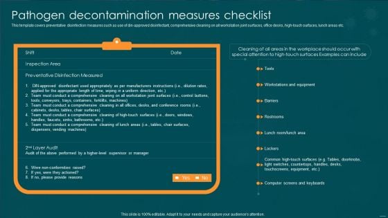 Post Pandemic Business Pathogen Decontamination Measures Checklist Pictures PDF