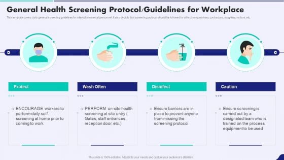 Post Pandemic Corporate Playbook General Health Screening Protocol Guidelines For Workplace Elements PDF