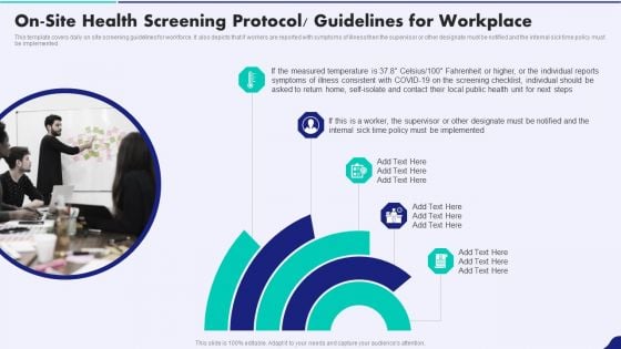 Post Pandemic Corporate Playbook On Site Health Screening Protocol Guidelines For Workplace Pictures PDF