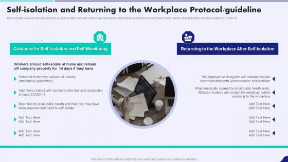 Post Pandemic Corporate Playbook Self Isolation And Returning To The Workplace Protocol Guideline Sample PDF Post Pandemic Corporate Playbook Self Isolation And Returning To The Workplace Protocol Guideline Sample PDF