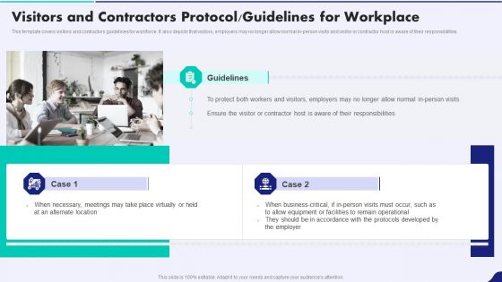 Post Pandemic Corporate Playbook Visitors And Contractors Protocol Guidelines For Workplace Mockup PDF