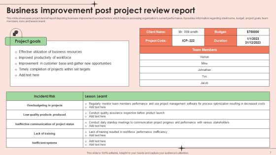 Post Project Review Ppt PowerPoint Presentation Complete Deck With Slides Slide07