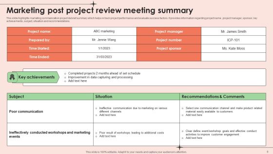 Post Project Review Ppt PowerPoint Presentation Complete Deck With Slides Slide09