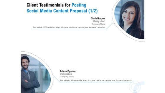 Posting Social Media Content Client Testimonials For Posting Social Media Content Proposal Infographics PDF