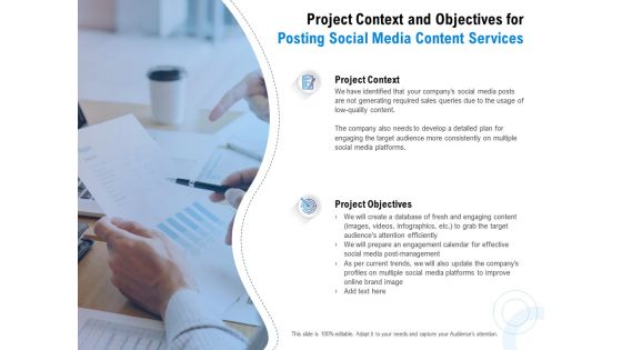 Posting Social Media Content Project Context And Objectives For Posting Social Media Content Services Inspiration PDF