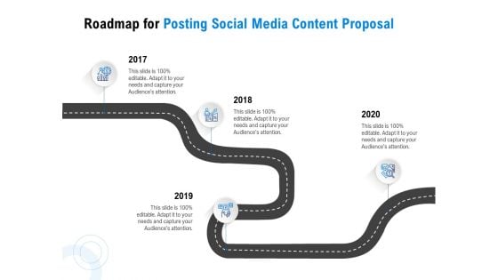 Posting Social Media Content Roadmap For Posting Social Media Content Proposal Slides PDF Posting Social Media Content Roadmap For Posting Social Media Content Proposal Slides PDF
