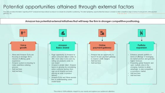 Potential Opportunities Attained Through External Factors Ppt PowerPoint Presentation File Pictures PDF