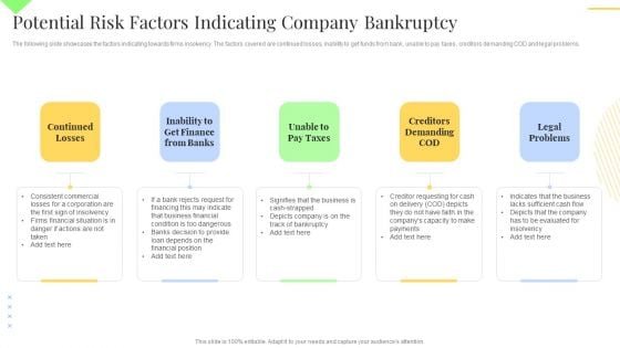 Potential Risk Factors Indicating Company Bankruptcy Brochure PDF