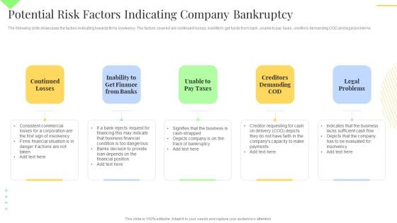 Potential Risk Factors Indicating Company Bankruptcy Brochure PDF Potential Risk Factors Indicating Company Bankruptcy Brochure PDF