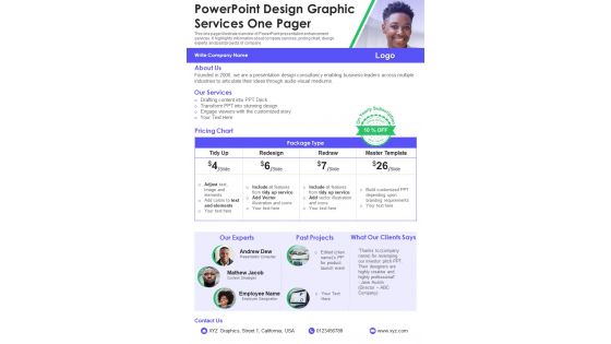 PowerPoint Design Graphic Services One Pager PDF Document PPT Template