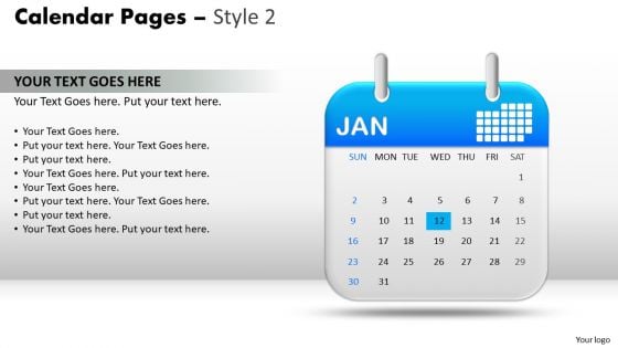 PowerPoint Presentation Designs Calendar Growth 12 Jan Ppt Slides