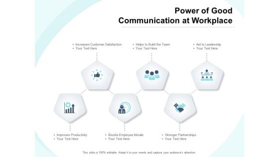 Power Of Good Communication At Workplace Ppt PowerPoint Presentation Ideas Maker